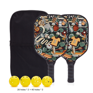 Factory Custom LOGO Lightweight Graphite Pickleball Paddle Set of 2 Racket for Training And Entertainment 2 Rackets 4 Balls
