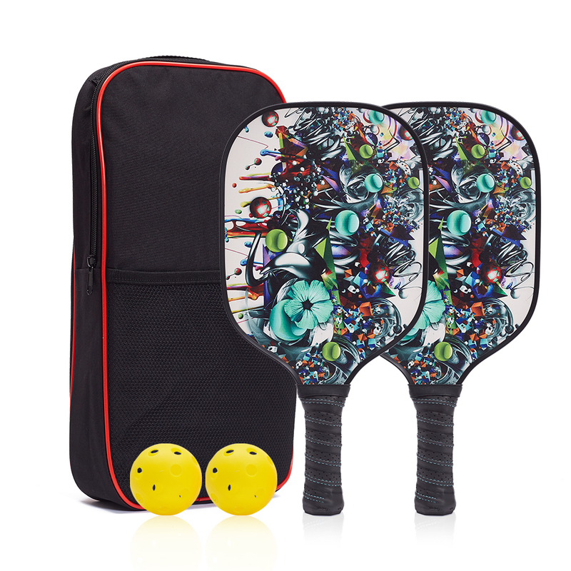 Custom LOGO Graphite Pickleball Racket with Carbon Fiber Surface Pickleball Paddle Set 2 Rackets