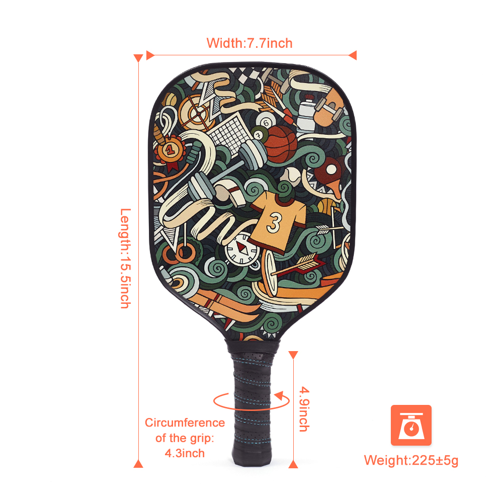 Factory Cheap Carbon Fiber UV Printed Surface Pickleball Paddle Polypropylene Core Pickle Ball Racket
