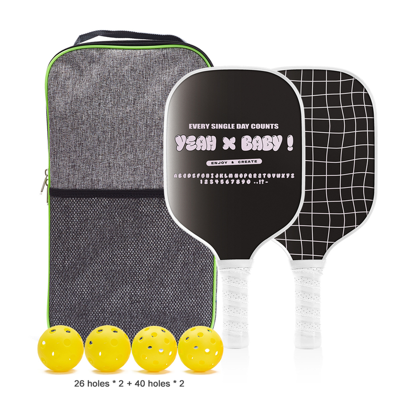 USAPA Approved Graphite Pickle Ball Paddle Set of 2 Lightweight Pickle Ball Racket Set for Tournament