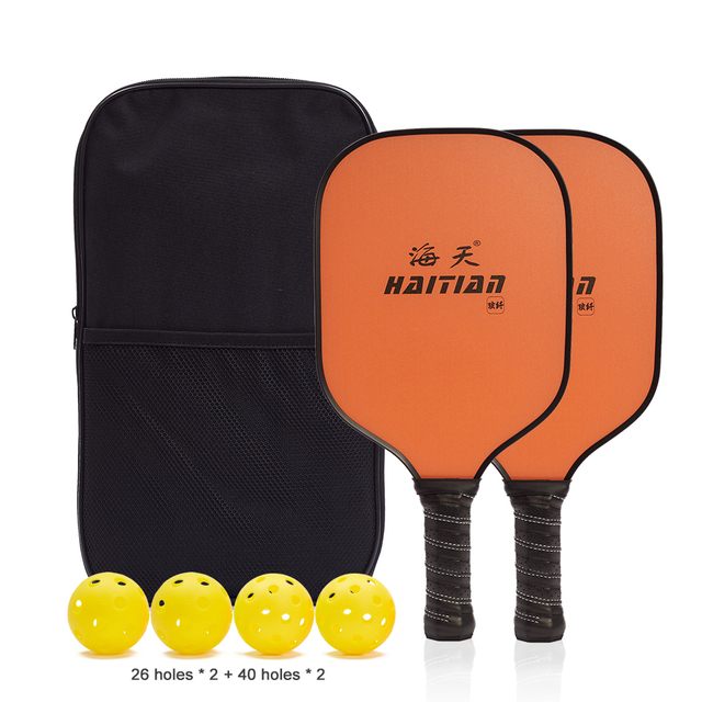 Outdoor Sports 4 Pickle Balls 2 Fiberglass Pickleball Paddles Set Pickleball Kit with Carry Bag