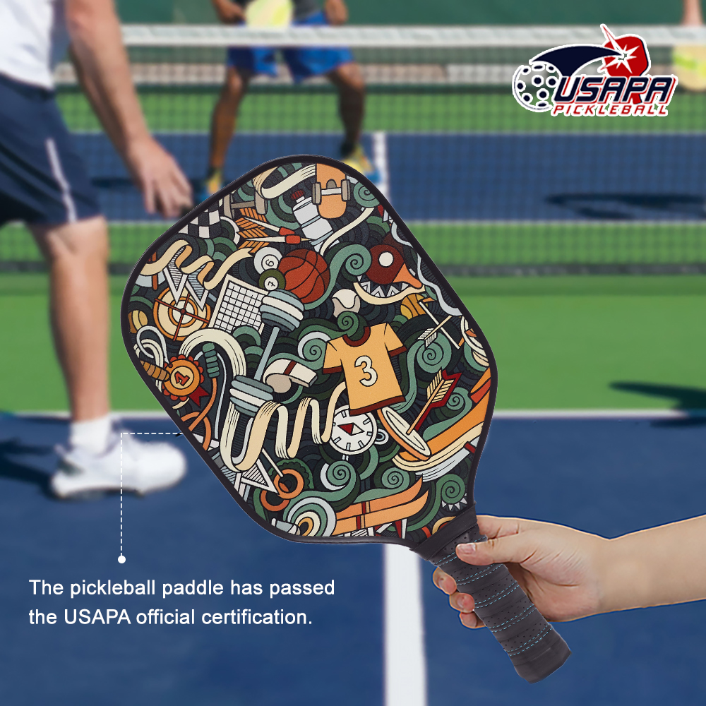 Factory Cheap Carbon Fiber UV Printed Surface Pickleball Paddle Polypropylene Core Pickle Ball Racket