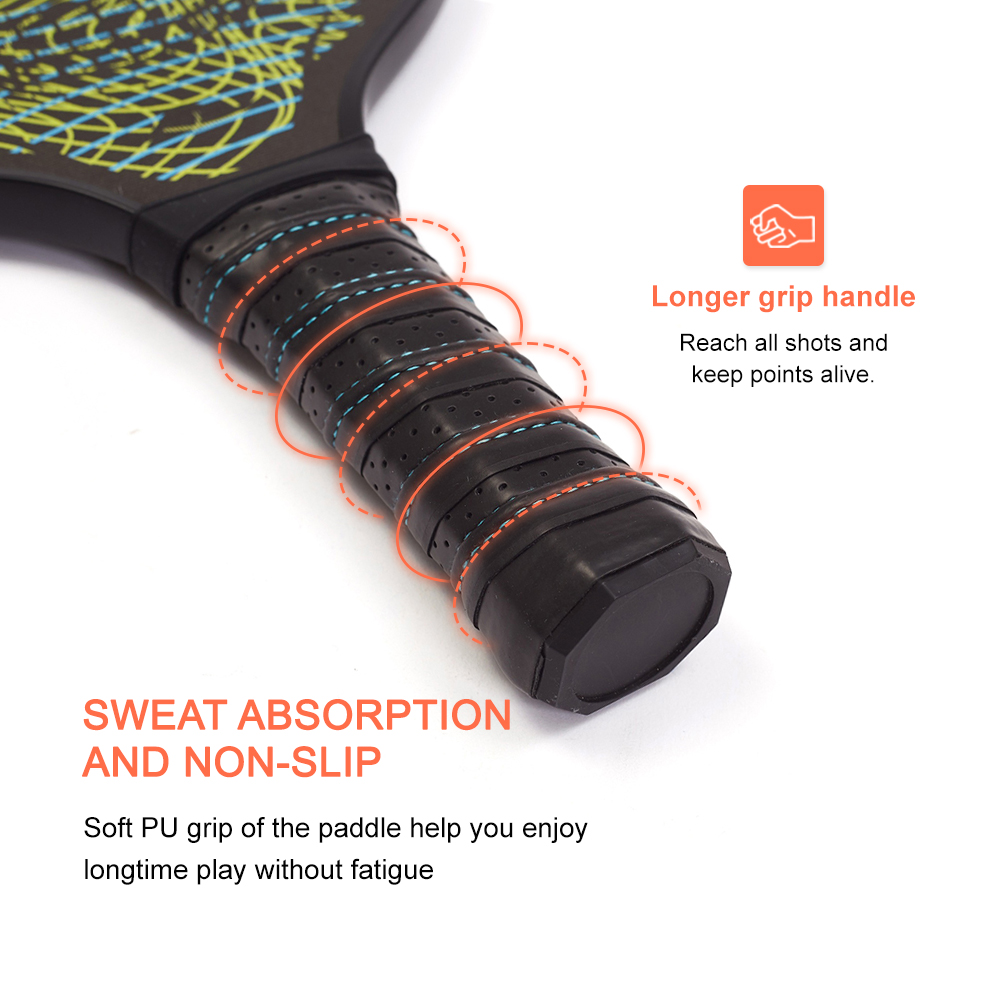 Customized Oem High-end Elongated Shape Reactive Honeycomb PP Core Usapa Approved Carbon Fiber Pickleball Paddle