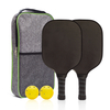 3K Carbon Fiber Material Pickleball Paddles PP Honey Core 2 Bats Portable Set