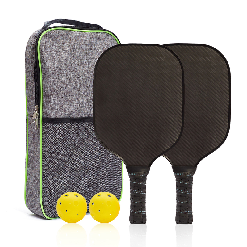 3K Carbon Fiber Material Pickleball Paddles PP Honey Core 2 Bats Portable Set