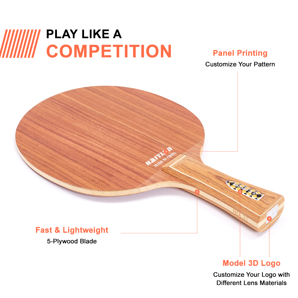 OEM Professional Rackets Ayous Core Fiber 5 Ply Table Tennis Blade with Custom Logo